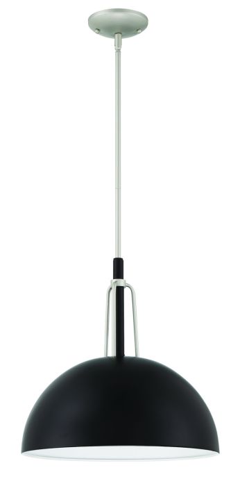 ##Antique Hardware## Kahn 1 Light Outdoor Pendant in Midnight/Satin Aluminum