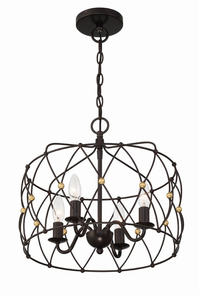 ##Antique Hardware## Zucca 4 Light English Bronze + Antique Gold Pendant