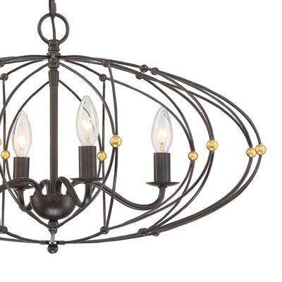 ##Antique Hardware## Zucca 4 Light English Bronze + Antique Gold Chandelier