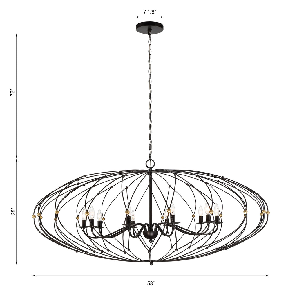 ##Antique Hardware## Zucca 10 Light English Bronze + Antique Gold Chandelier