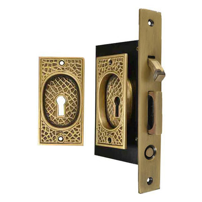 Craftsman Pattern Single Pocket Privacy (Lock) Style Door Set
