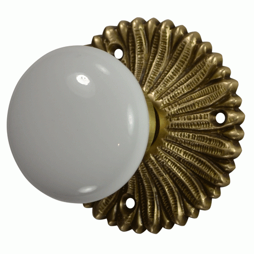 Antique Hardware French Provincial Rosette Door Set with White Porcelain Door Knobs (Several Finishes Available) White Porcelain Door Knob