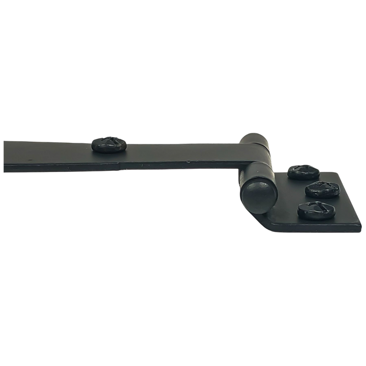9 Inch Cast Iron Strap Hinge: Pair of Black Matte Iron Strap Hinges (Offset)