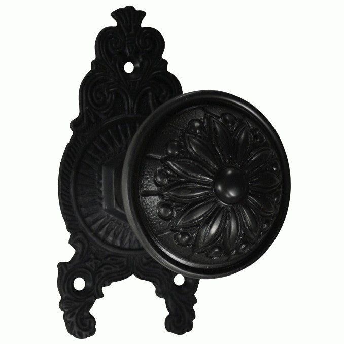 Ornate Victorian Rosette Door Set with Floral Imprint Door Knobs (Several Finishes Available)