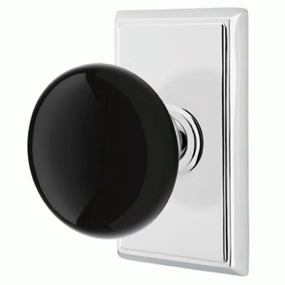 Antique Hardware Black Porcelain Ebony Door Knob Set With Rectangular Rosette (Several Finish Options) EMTEK DOOR KNOB