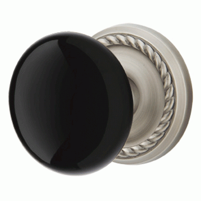 Antique Hardware Black Porcelain Ebony Door Knob Set With Rope Rosette (Several Finish Options) EMTEK DOOR KNOB