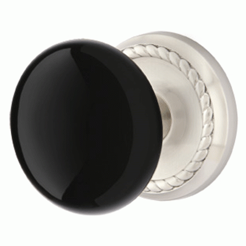 Antique Hardware Black Porcelain Ebony Door Knob Set With Rope Rosette (Several Finish Options) EMTEK DOOR KNOB