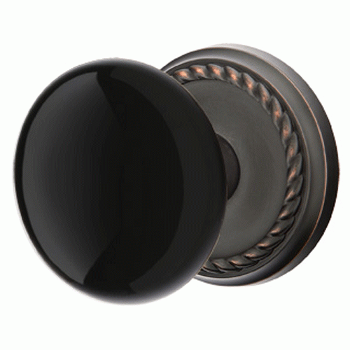 Antique Hardware Black Porcelain Ebony Door Knob Set With Rope Rosette (Several Finish Options) EMTEK DOOR KNOB