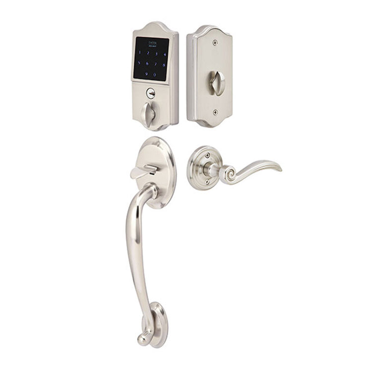 ##Antique Hardware## Emtek EMTouch Classic Style Electronic Keypad Entry Set with Lever in Brushed Nickel Finish