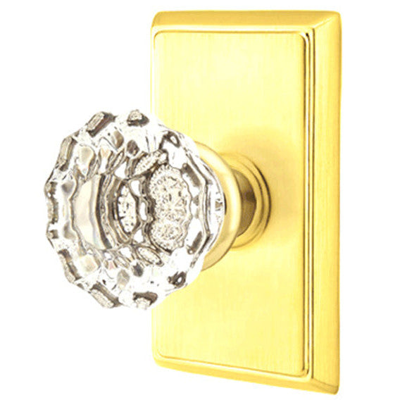 Antique Hardware Emtek Crystal Astoria Door Knob Set With Rectangular Rosette (Several Finish Options) EMTEK GLASS CRYSTAL ASTORIA DOOR KNOB