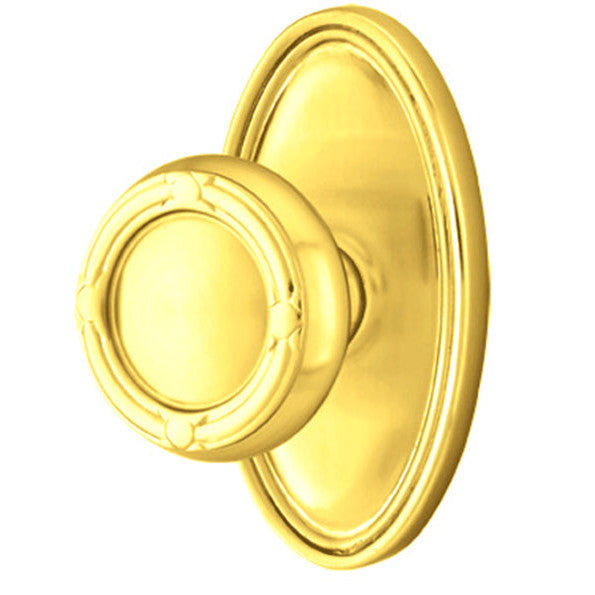 ##Antique Hardware## Solid Brass Ribbon & Reed Door Knob Set With Oval Rosette (Several Finish Options)