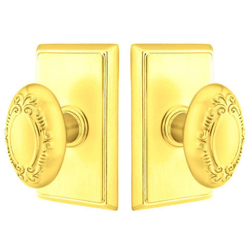 ##Antique Hardware## Solid Brass Victoria Door Knob Set With Rectangular Rosette (Several Finish Options)