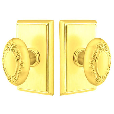 ##Antique Hardware## Solid Brass Victoria Door Knob Set With Rectangular Rosette (Several Finish Options)