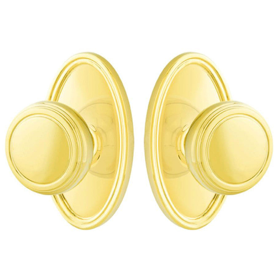 ##Antique Hardware## Solid Brass Norwich Door Knob Set With Oval Rosette (Several Finish Options)