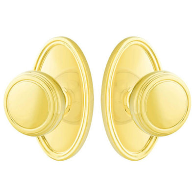 ##Antique Hardware## Solid Brass Norwich Door Knob Set With Oval Rosette (Several Finish Options)