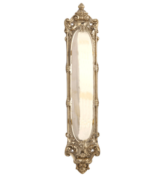 ##Antique Hardware## Open Box Sale Item 14 1/2 Inch Solid Brass Victorian Push Plate (Polished Brass Finish)