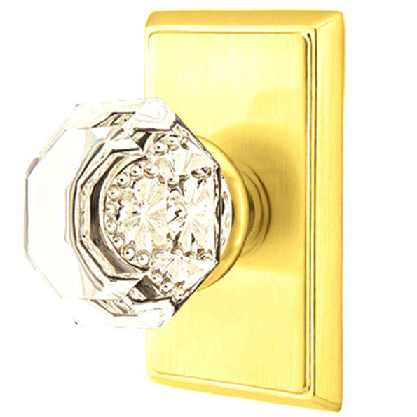 Antique Hardware Emtek Crystal Old Town Clear Door Knob Set With Rectangular Rosette (Several Finish Options) EMTEK GLASS CRYSTAL OLD TOWN DOOR KNOB