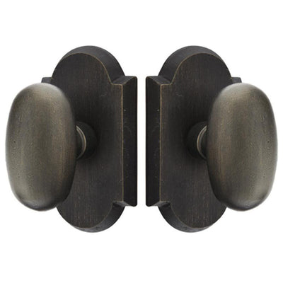 ##Antique Hardware## Solid Brass Sandcast Egg Door Knob Set With Arched Rosette (Several Finish Options)