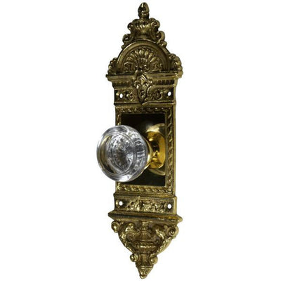 ##Antique Hardware## L'Enfant Small Backplate Door Set with Crystal Round Door Knobs (Several Finishes Available)