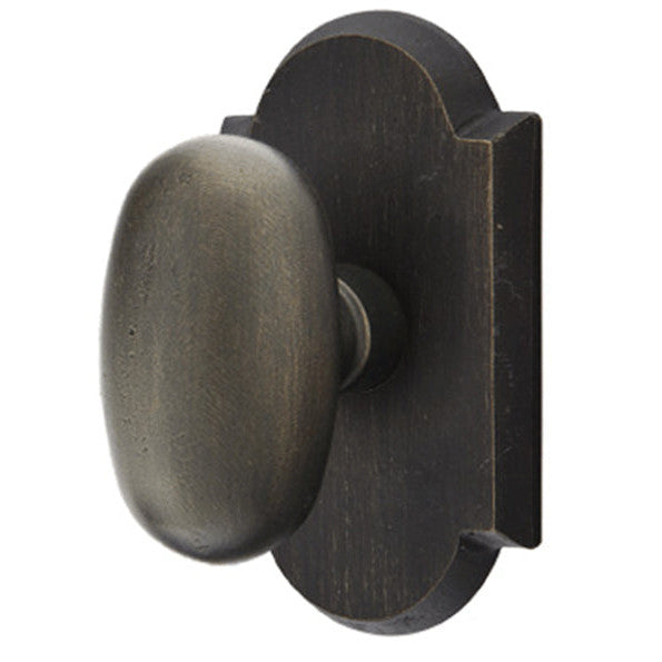 ##Antique Hardware## Solid Brass Sandcast Egg Door Knob Set With Arched Rosette (Several Finish Options)