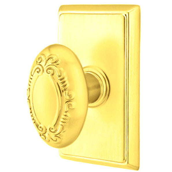 ##Antique Hardware## Solid Brass Victoria Door Knob Set With Rectangular Rosette (Several Finish Options)