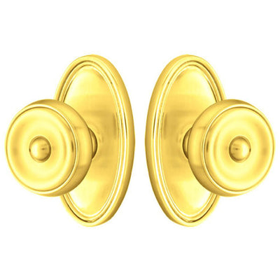 ##Antique Hardware## Solid Brass Waverly Door Knob Set With Oval Rosette (Several Finish Options)