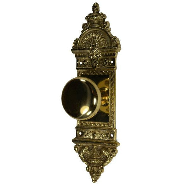 ##Antique Hardware## L'Enfant Small Backplate Door Set with Round Brass Door Knobs (Several Finishes Available)