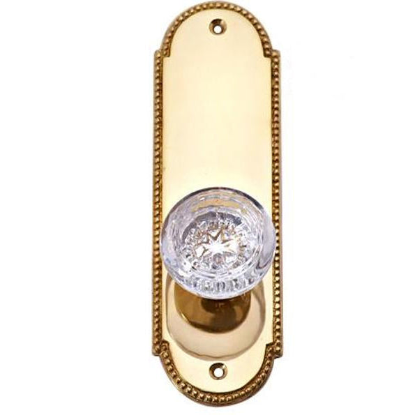Vassar Crystal Glass Door Knob Set with Beaded Oval Back Plate