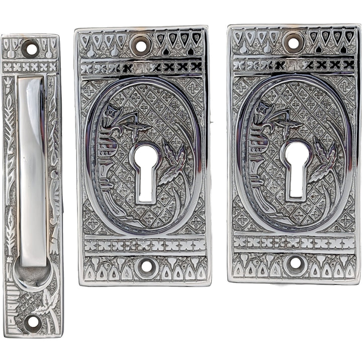Broken Leaf Pocket Passage Style Door Set (Polished Chrome Finish)
