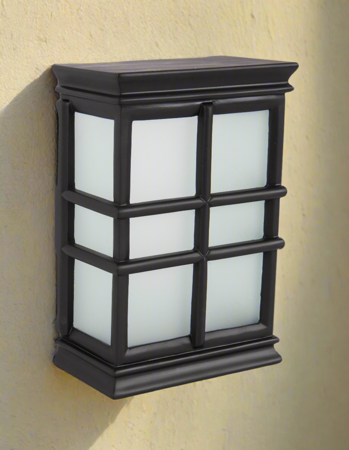 ##Antique Hardware## Hand-Carved Window Pane Chime in Flat Black w/ White Glass