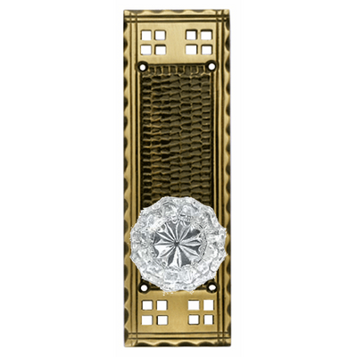 Craftsman Style Plate With Crystal Fluted Door Knob (Several Finishes Available)