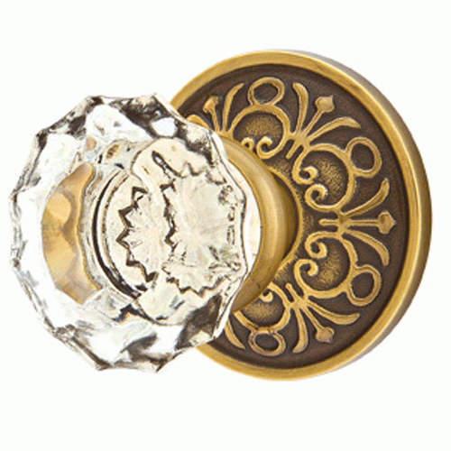 ##Antique Hardware## Emtek Crystal Astoria Door Knob Set With Lancaster Rosette (Several Finishes Available)