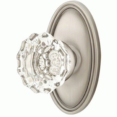 Antique Hardware Crystal Astoria Door Knob Set With Oval Rosette (Several Finish Options) EMTEK GLASS CRYSTAL ASTORIA DOOR KNOB