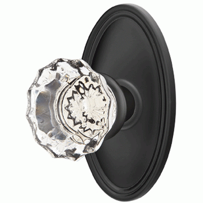 Antique Hardware Crystal Astoria Door Knob Set With Oval Rosette (Several Finish Options) EMTEK GLASS CRYSTAL ASTORIA DOOR KNOB