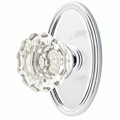 Antique Hardware Crystal Astoria Door Knob Set With Oval Rosette (Several Finish Options) EMTEK GLASS CRYSTAL ASTORIA DOOR KNOB