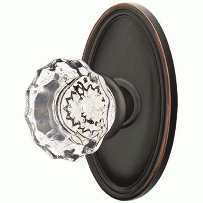 Antique Hardware Crystal Astoria Door Knob Set With Oval Rosette (Several Finish Options) EMTEK GLASS CRYSTAL ASTORIA DOOR KNOB