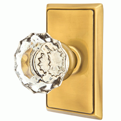 Antique Hardware Emtek Crystal Astoria Door Knob Set With Rectangular Rosette (Several Finish Options) EMTEK GLASS CRYSTAL ASTORIA DOOR KNOB