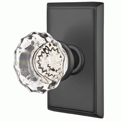 Antique Hardware Emtek Crystal Astoria Door Knob Set With Rectangular Rosette (Several Finish Options) EMTEK GLASS CRYSTAL ASTORIA DOOR KNOB