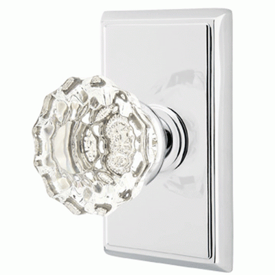 Antique Hardware Emtek Crystal Astoria Door Knob Set With Rectangular Rosette (Several Finish Options) EMTEK GLASS CRYSTAL ASTORIA DOOR KNOB