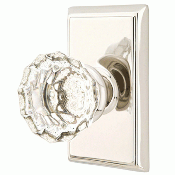 Antique Hardware Emtek Crystal Astoria Door Knob Set With Rectangular Rosette (Several Finish Options) EMTEK GLASS CRYSTAL ASTORIA DOOR KNOB