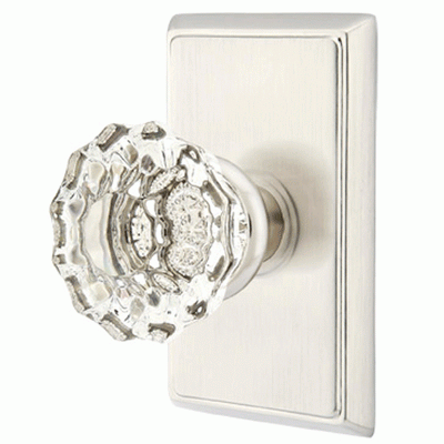 Antique Hardware Emtek Crystal Astoria Door Knob Set With Rectangular Rosette (Several Finish Options) EMTEK GLASS CRYSTAL ASTORIA DOOR KNOB