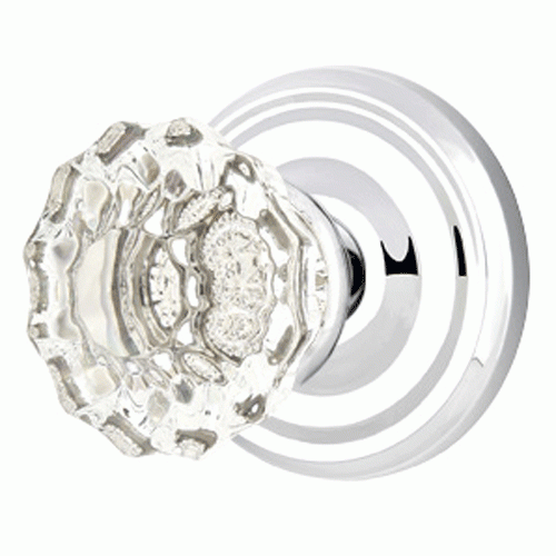 Antique Hardware Crystal Astoria Door Knob Set With Regular Rosette (Several Finish Options) EMTEK GLASS CRYSTAL ASTORIA DOOR KNOB