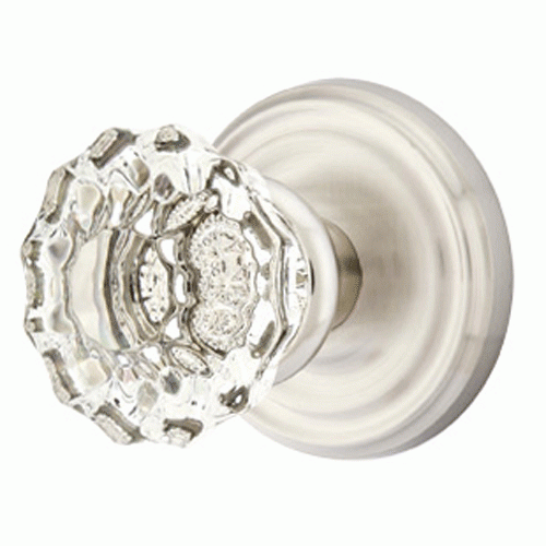 Antique Hardware Crystal Astoria Door Knob Set With Regular Rosette (Several Finish Options) EMTEK GLASS CRYSTAL ASTORIA DOOR KNOB