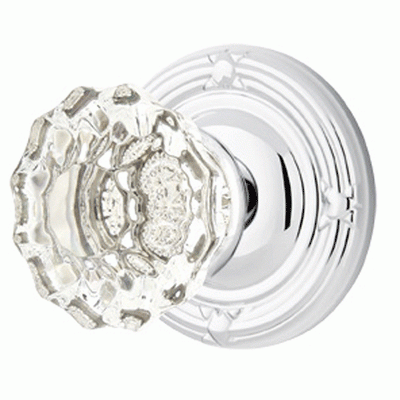 Antique Hardware Emtek Crystal Astoria Door Knob Set With Ribbon & Reed Rosette (Several Finish Options) EMTEK GLASS CRYSTAL ASTORIA DOOR KNOB