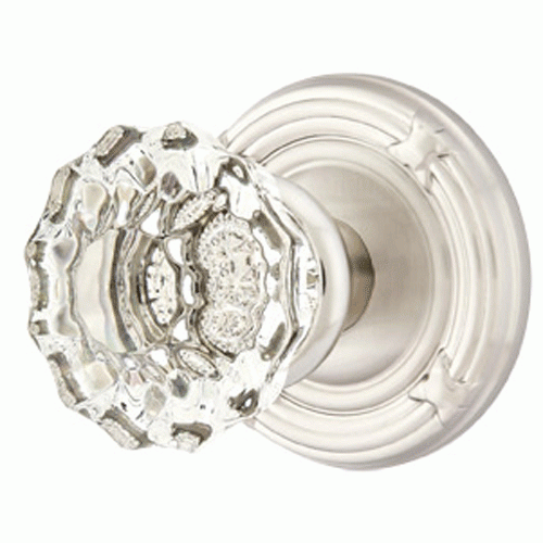 Antique Hardware Emtek Crystal Astoria Door Knob Set With Ribbon & Reed Rosette (Several Finish Options) EMTEK GLASS CRYSTAL ASTORIA DOOR KNOB