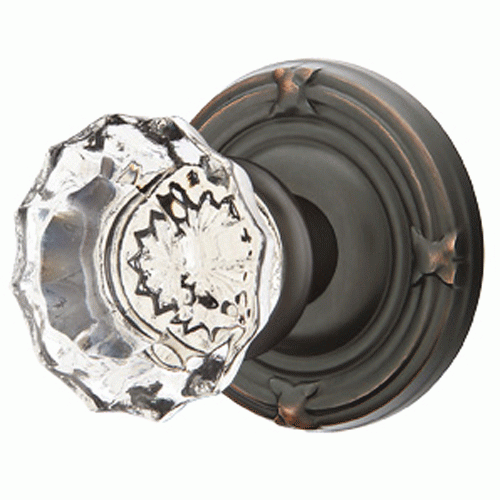 Antique Hardware Emtek Crystal Astoria Door Knob Set With Ribbon & Reed Rosette (Several Finish Options) EMTEK GLASS CRYSTAL ASTORIA DOOR KNOB