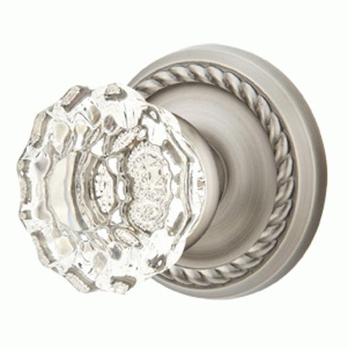 Antique Hardware Crystal Astoria Door Knob Set With Rope Rosette (Several Finish Options) EMTEK GLASS CRYSTAL ASTORIA DOOR KNOB