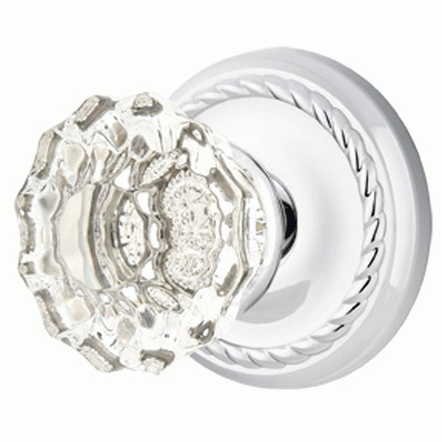 Antique Hardware Crystal Astoria Door Knob Set With Rope Rosette (Several Finish Options) EMTEK GLASS CRYSTAL ASTORIA DOOR KNOB