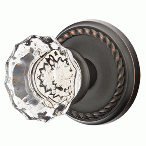 Antique Hardware Crystal Astoria Door Knob Set With Rope Rosette (Several Finish Options) EMTEK GLASS CRYSTAL ASTORIA DOOR KNOB