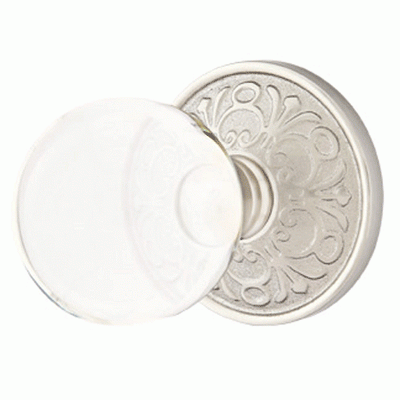 Antique Hardware Crystal Bristol Door Knob Set With Lancaster Rosette (Several Finish Options) EMTEK GLASS CRYSTAL BRISTOL DOOR KNOB